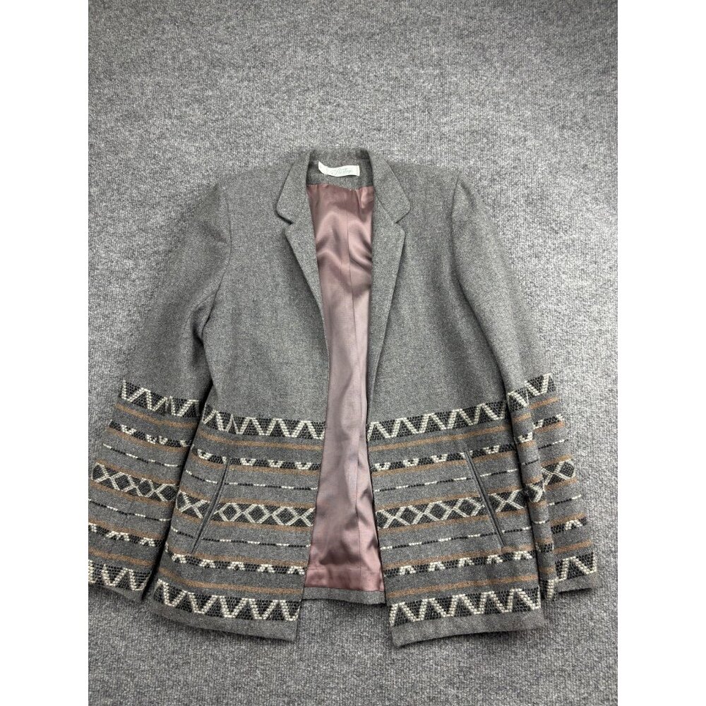 Prestige Of Boston Jacket‎ Womens 10 Gray Aztec Southwest Blazer Lined Wool